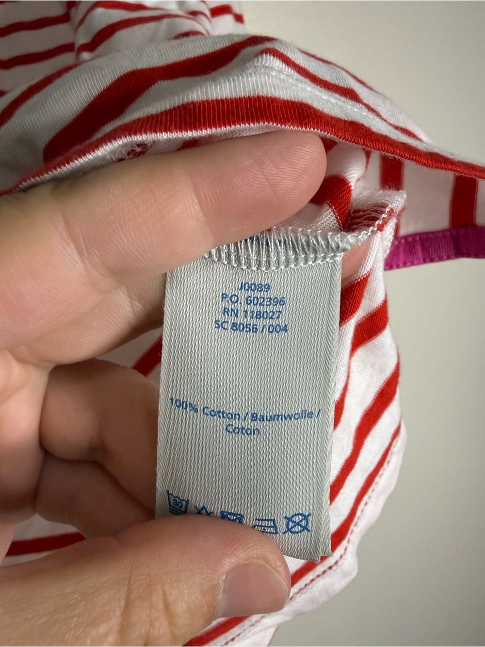 Boden The Christmas Breton Red & White Striped Top with Pink Trim (Box B) - Picture 6 of 9